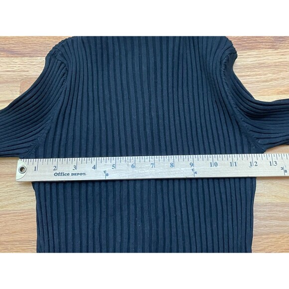 Cache Women's S Black Sweater 100% Silk Cardigan Ribbed Knit Stretch Y2K Zip - Picture 4 of 8